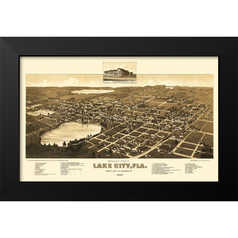 Lake City Florida - Beck 1885 Black Modern Wood Framed Art Print by Beck