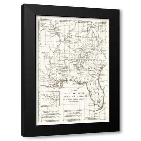 Louisiana Florida - Bonne 1780  Black Modern Wood Framed Art Print with Double Matting by Bonne