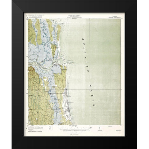 Mayport Florida Quad - USGS 1918 Black Modern Wood Framed Art Print by USGS