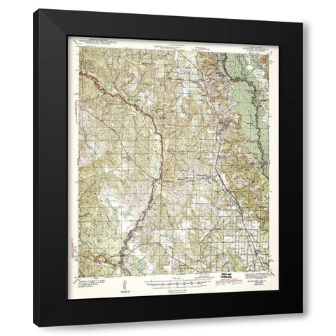 Muscogee Florida Alabama Quad - USGS 1943 Black Modern Wood Framed Art Print with Double Matting by USGS