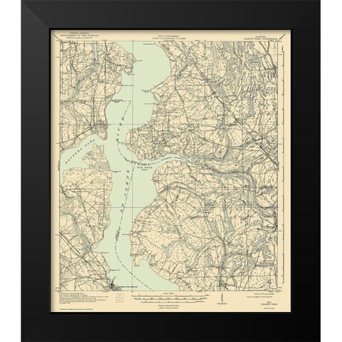 Orange Park Florida Quad - USGS 1918 Black Modern Wood Framed Art Print by USGS