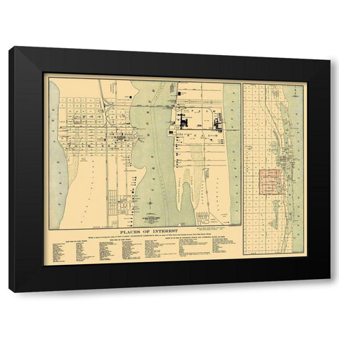 Palm Beach Florida Landowner - Currie 1907 Black Modern Wood Framed Art Print with Double Matting by Currie