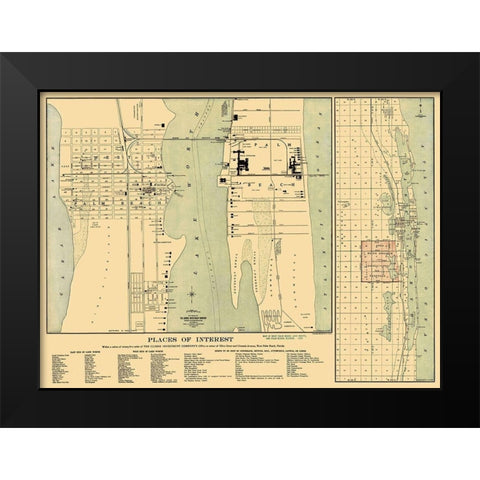 Palm Beach Florida Landowner - Currie 1907 Black Modern Wood Framed Art Print by Currie