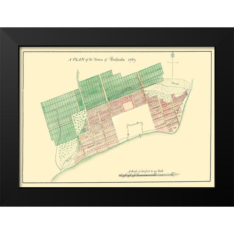 Pensacola Florida Plan - 1767 Black Modern Wood Framed Art Print by Unknown