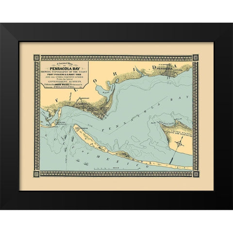 Pensacola Bay Florida - Weiss 1863 Black Modern Wood Framed Art Print by Weiss
