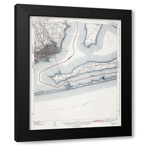 Pensacola Florida Quad - USGS 1942 Black Modern Wood Framed Art Print with Double Matting by USGS