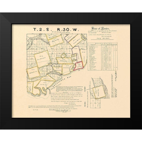Pensacola Bay Florida Landowner - Butler 1829 Black Modern Wood Framed Art Print by Butler