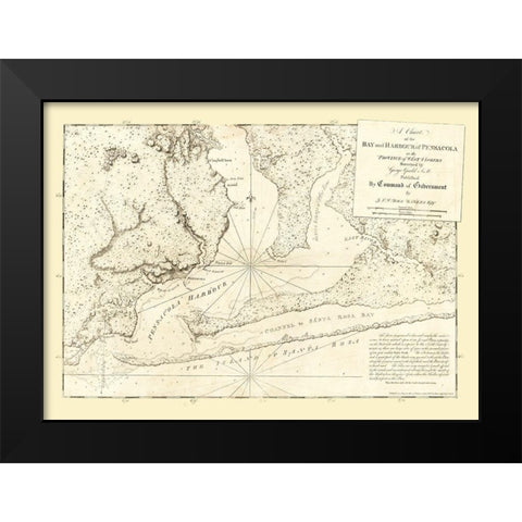 Pensacola Florida - Des Barres 1780  Black Modern Wood Framed Art Print by Des Barres