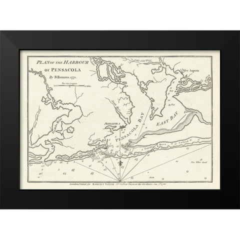 Pensacola Florida - Romans 1771  Black Modern Wood Framed Art Print by Romans