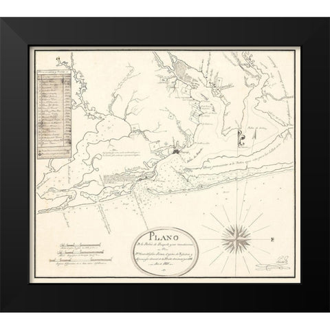 Pensacola Florida - Pintado 1815  Black Modern Wood Framed Art Print by Pintado