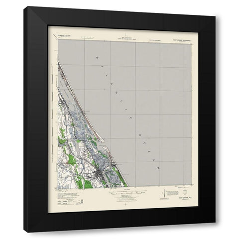 Port Orange Florida Quad - USGS 1944 Black Modern Wood Framed Art Print with Double Matting by USGS