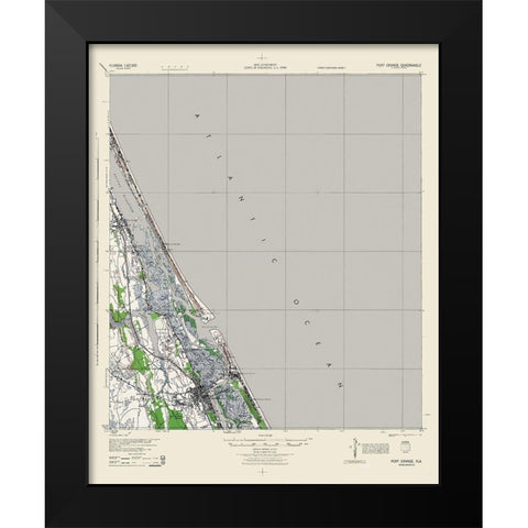Port Orange Florida Quad - USGS 1944 Black Modern Wood Framed Art Print by USGS
