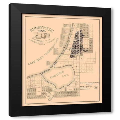 Runnymede County Florida - Aldrich 1887  Black Modern Wood Framed Art Print with Double Matting by Aldrich