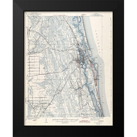 St Augustine Florida Quad - USGS 1943 Black Modern Wood Framed Art Print by USGS