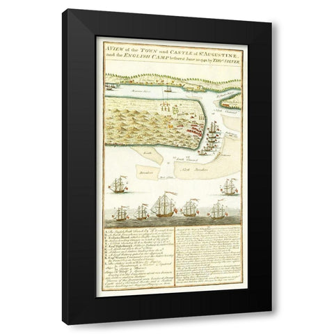 Siege of St Augustine Florida - Silver 1740 Black Modern Wood Framed Art Print by Silver