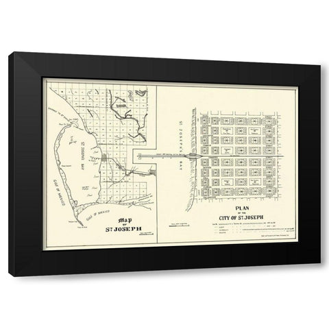 St. Joseph Florida Planning - Throop 1837 Black Modern Wood Framed Art Print with Double Matting by Throop