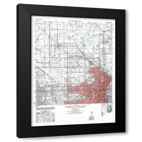 St Petersburg Florida Sheet - US Army 1947 Black Modern Wood Framed Art Print by US Army