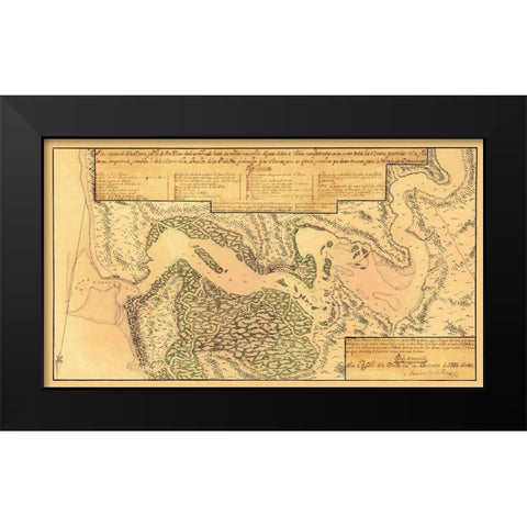 Jacksonville, St Johns River Florida - Rocque 1791 Black Modern Wood Framed Art Print by Rocque