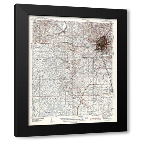 Tallahassee Florida Quad - USGS 1943 Black Modern Wood Framed Art Print with Double Matting by USGS