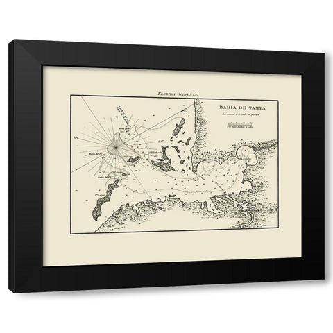 Tampa Bay - Dericcion De Hidrografia 1809 Black Modern Wood Framed Art Print with Double Matting by Dericcion De Hidrografia