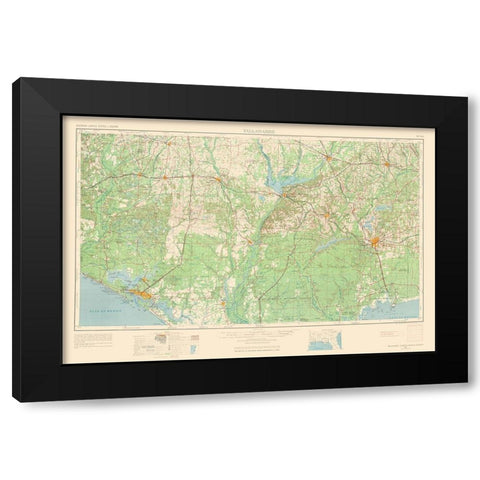 Tallahassee Florida Quad - USGS 1954 Black Modern Wood Framed Art Print by USGS