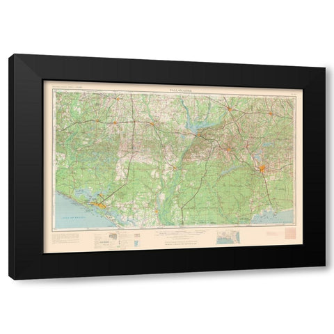 Tallahassee Florida Quad - USGS 1954 Black Modern Wood Framed Art Print with Double Matting by USGS