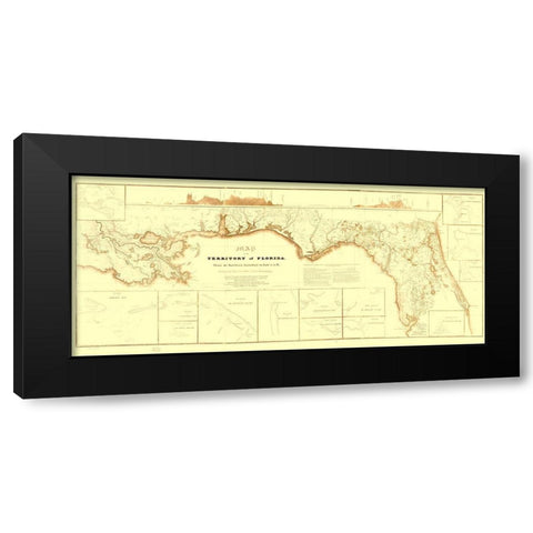 Territory of Florida Canal - Shift 1829 Black Modern Wood Framed Art Print with Double Matting by Shift