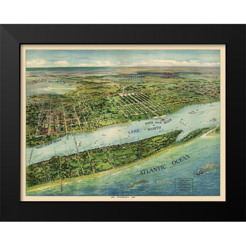 West Palm Beach Florida - Pleuthner 1905 Black Modern Wood Framed Art Print by Pleuthner