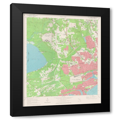 West Pensacola Florida Quad - USGS 1970 Black Modern Wood Framed Art Print with Double Matting by USGS