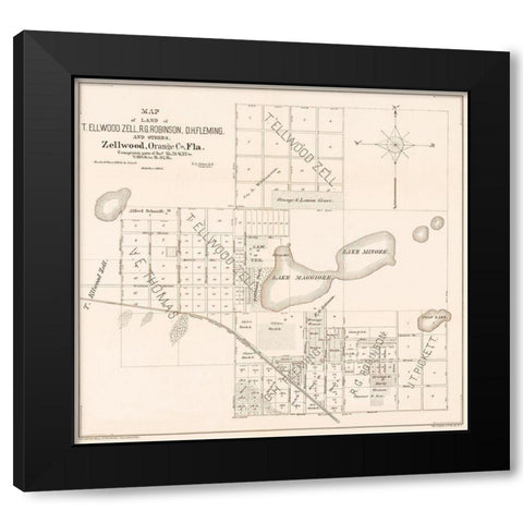 Zellwood Florida - Rehrer 1884  Black Modern Wood Framed Art Print with Double Matting by Rehrer