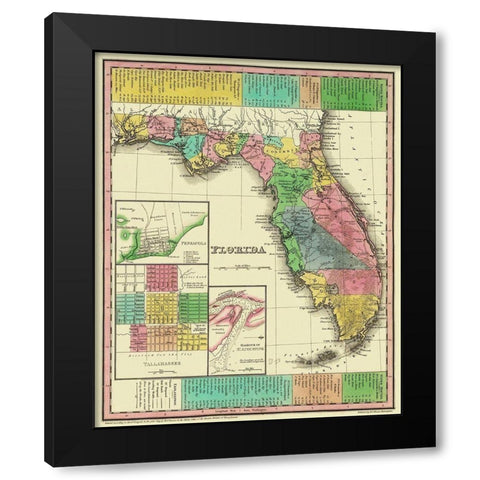 Florida - Tanner 1833 Black Modern Wood Framed Art Print by Tanner