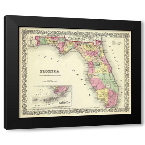 Florida - Colton 1856 Black Modern Wood Framed Art Print by Colton