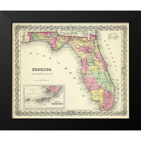 Florida - Colton 1856 Black Modern Wood Framed Art Print by Colton