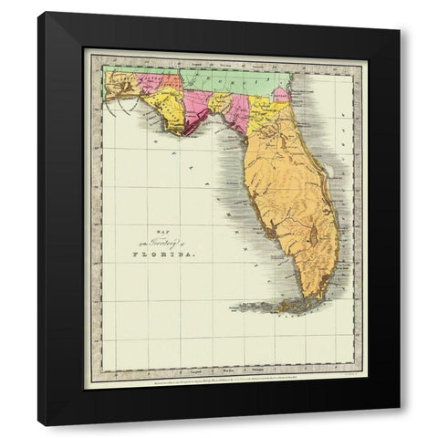 Florida - Burr 1834 Black Modern Wood Framed Art Print by Burr