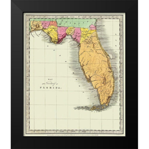 Florida - Burr 1834 Black Modern Wood Framed Art Print by Burr