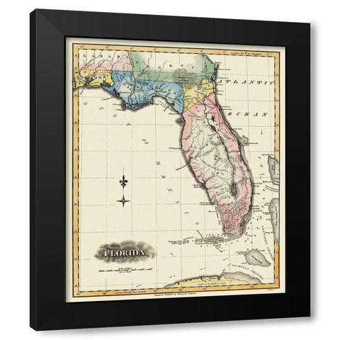 Florida - Lucas 1823 Black Modern Wood Framed Art Print by Lucas