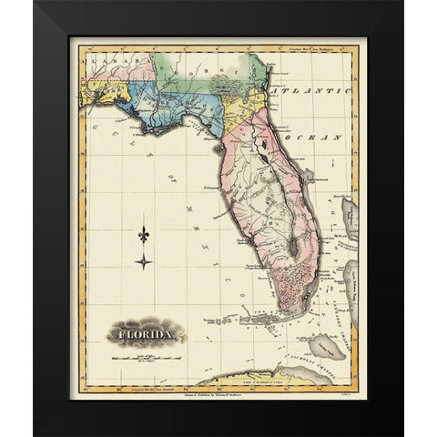 Florida - Lucas 1823 Black Modern Wood Framed Art Print by Lucas