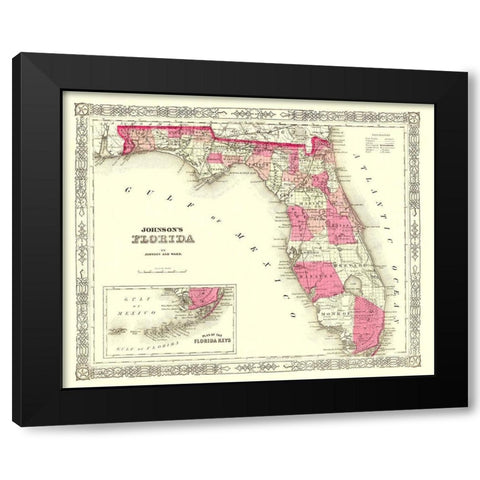 Florida - Johnson 1863 Black Modern Wood Framed Art Print with Double Matting by Johnson