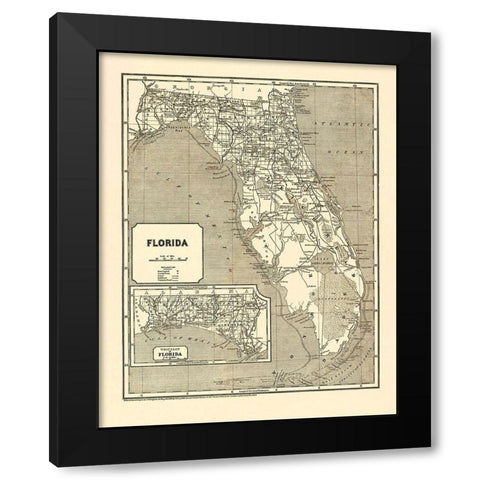 Florida - Morse  1842 Black Modern Wood Framed Art Print by Morse