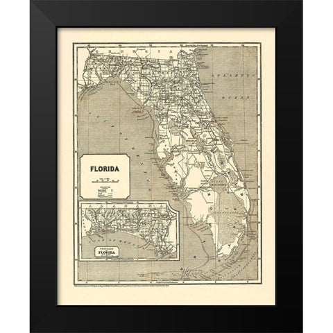 Florida - Morse  1842 Black Modern Wood Framed Art Print by Morse