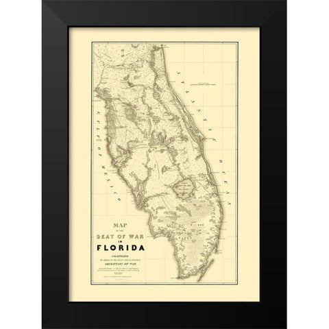 Florida Second Seminole War - Stone 1838 Black Modern Wood Framed Art Print by Stone