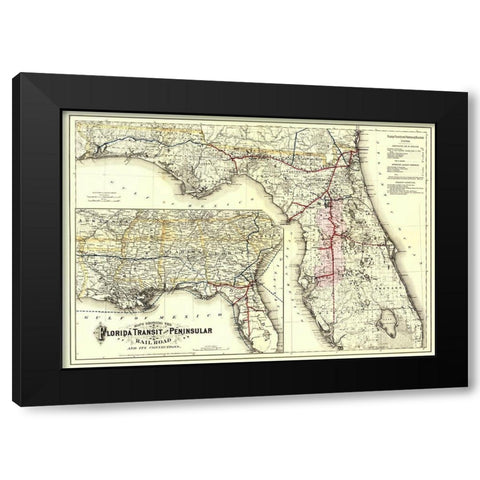 Florida Transit and Peninsula Railroad 1882 Black Modern Wood Framed Art Print by Colton