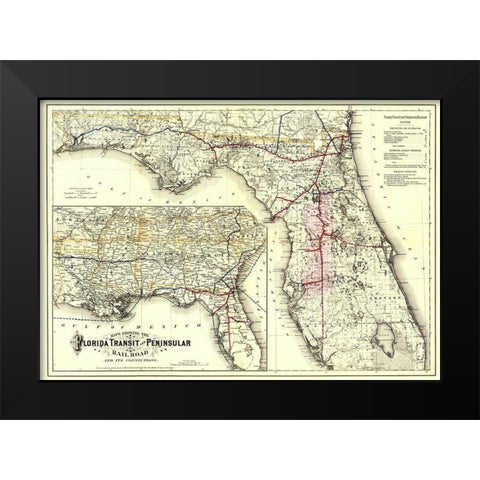 Florida Transit and Peninsula Railroad 1882 Black Modern Wood Framed Art Print by Colton
