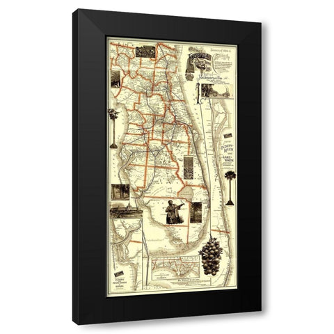 Florida Railroads - Matthews 1894 Black Modern Wood Framed Art Print with Double Matting by Matthews