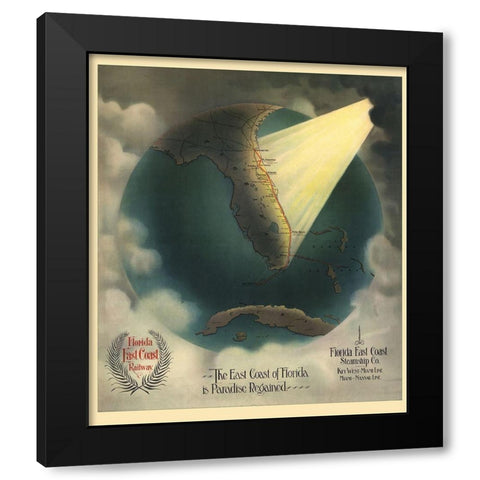 Florida East Coast Railway and Steamship 1898 Black Modern Wood Framed Art Print with Double Matting by Beckwith