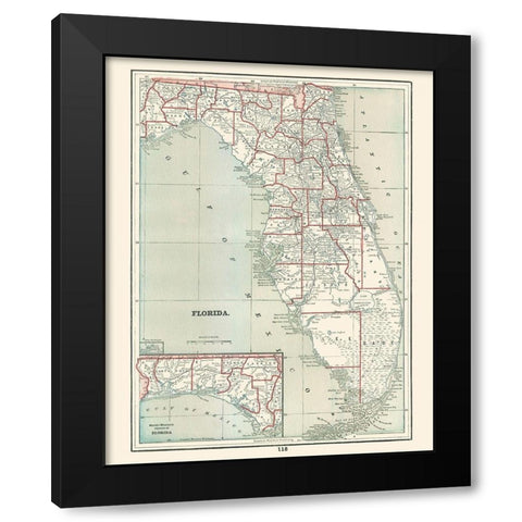 Florida - Rathbun 1893 Black Modern Wood Framed Art Print by Rathbun