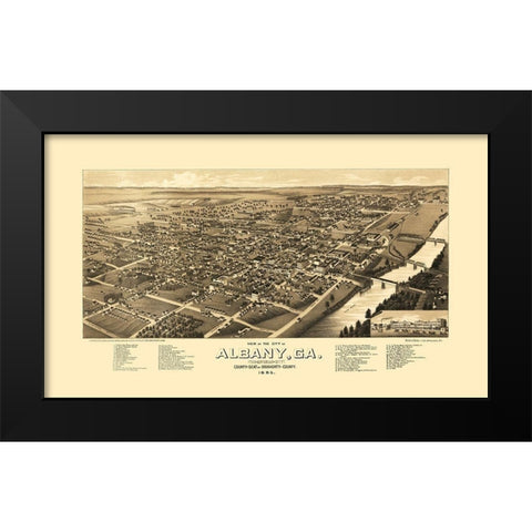 Albany Georgia - Norris 1885 Black Modern Wood Framed Art Print by Norris