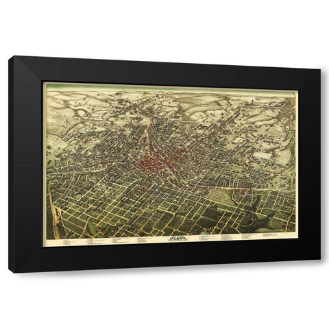 Atlanta Georgia - Hughes 1892 Black Modern Wood Framed Art Print with Double Matting by Hughes