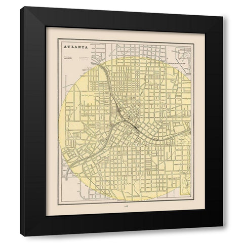 Atlanta  Georgia - Cram 1892 Black Modern Wood Framed Art Print by Cram