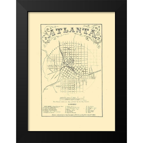Atlanta Georgia - Vincent 1864  Black Modern Wood Framed Art Print by Vincent